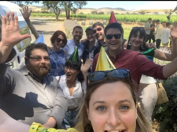 Minibus parked at scenic Barossa Valley vineyard location